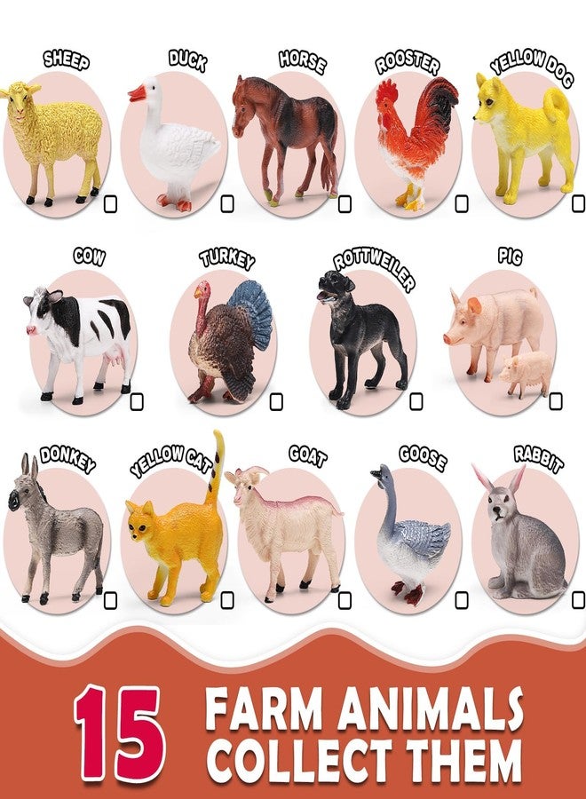 KarberDark 15 Pcs Farm Animal Toy Set with Educational Booklet and Gift Box, Realistic Plastic Farm Animal Figures Set for Kids, Farm Playset Animals Party Favor, Cake Topper, Birthday for Toddler - Image 2